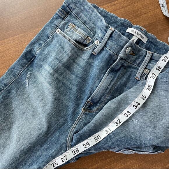 Good American Women’s Good Legs High Rise Skinny Ankle Step Hem Distressed Jeans - Picture 9 of 12